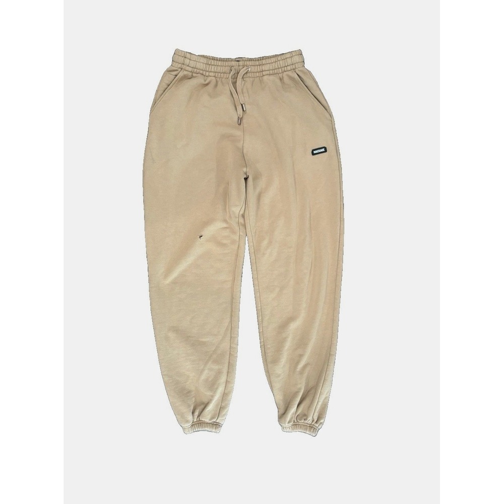 MACKAGE Presley Unisex Fleece Sweatpants Camel Tan Size M Joggers Logo Flaw